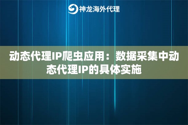 动态代理IP爬虫应用:数据采集中动态代理IP的具体实施 动态代理IP爬虫应用:数据采集中动态代理IP的具体实施