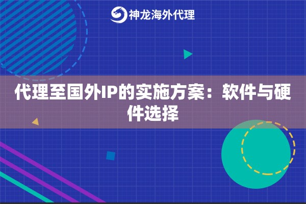 代理至国外IP的实施方案：软件与硬件选择