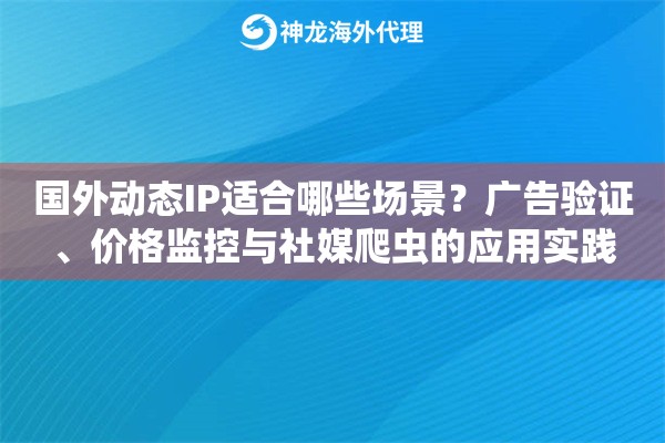 国外动态IP适合哪些场景？广告验证、价格监控与社媒爬虫的应用实践