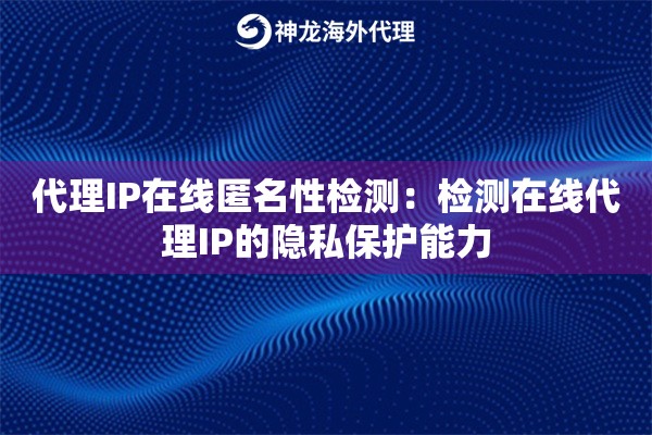 代理IP在线匿名性检测：检测在线代理IP的隐私保护能力