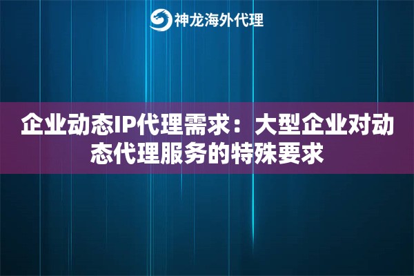 企业动态IP代理需求：大型企业对动态代理服务的特殊要求