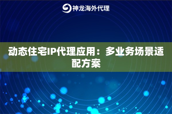 动态住宅IP代理应用:多业务场景适配方案 动态住宅IP代理应用:多业务场景适配方案