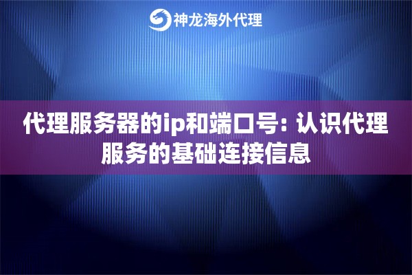 代理服务器的ip和端口号: 认识代理服务的基础连接信息 代理服务器的ip和端口号: 认识代理服务的基础连接信息