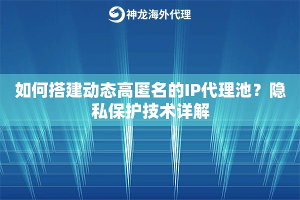 如何搭建动态高匿名的IP代理池？隐私保护技术详解