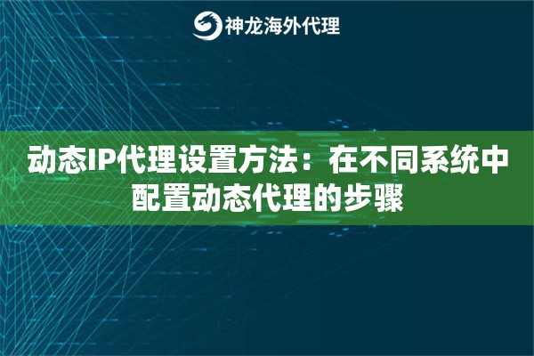 动态IP代理设置方法：在不同系统中配置动态代理的步骤