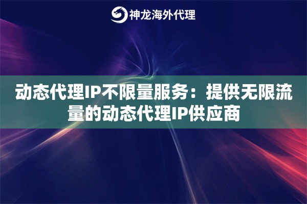 动态代理IP不限量服务：提供无限流量的动态代理IP供应商