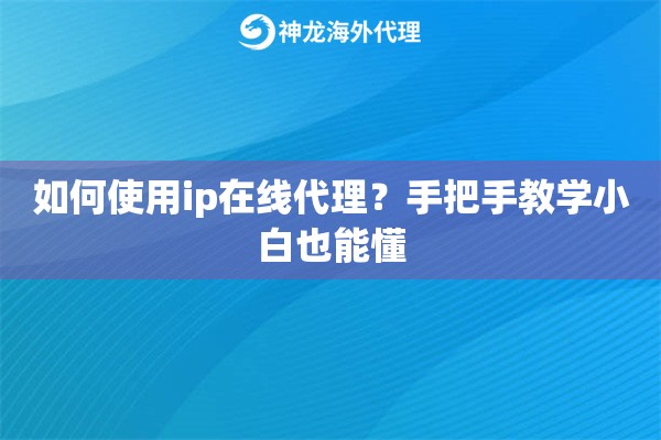 如何使用ip在线代理？手把手教学小白也能懂
