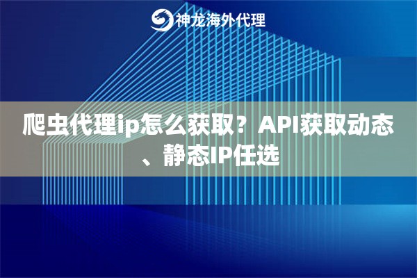 爬虫代理ip怎么获取？API获取动态、静态IP任选