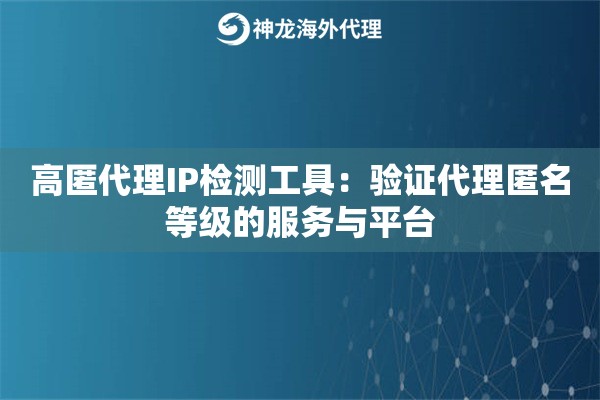 高匿代理IP检测工具：验证代理匿名等级的服务与平台