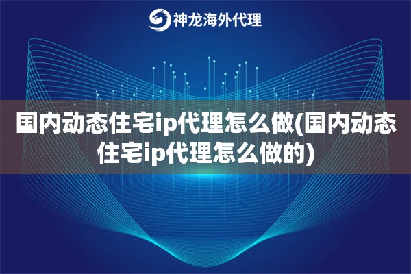 国内动态住宅ip代理怎么做(国内动态住宅ip代理怎么做的)