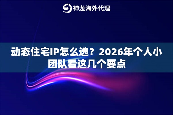 动态住宅IP怎么选？2026年个人小团队看这几个要点