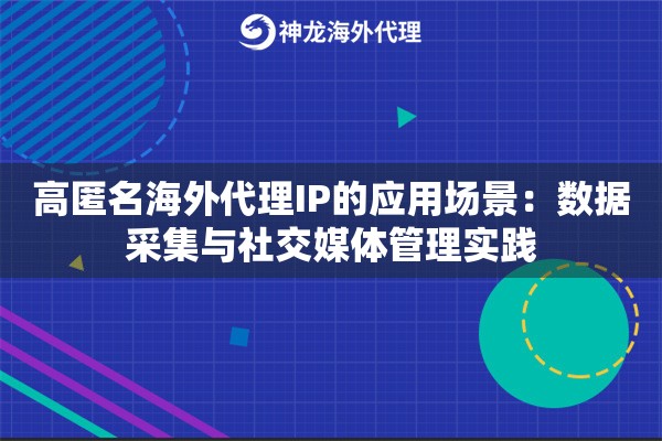 高匿名海外代理IP的应用场景：数据采集与社交媒体管理实践