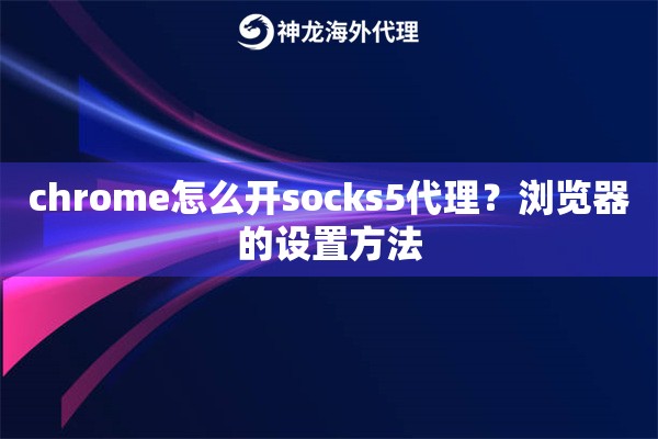 chrome怎么开socks5代理?浏览器的设置方法 chrome怎么开socks5代理?浏览器的设置方法