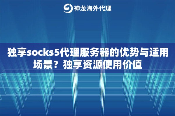 独享socks5代理服务器的优势与适用场景?独享资源使用价值 独享socks5代理服务器的优势与适用场景?独享资源使用价值