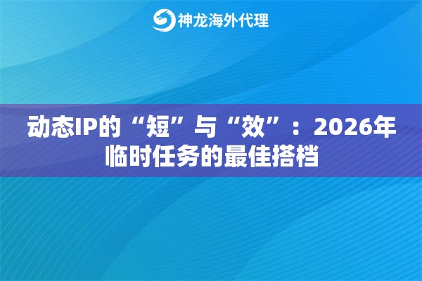 动态IP的“短”与“效”：2026年临时任务的最佳搭档
