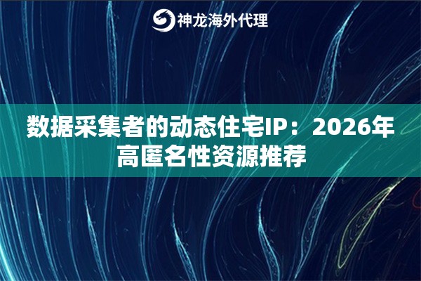 数据采集者的动态住宅IP：2026年高匿名性资源推荐