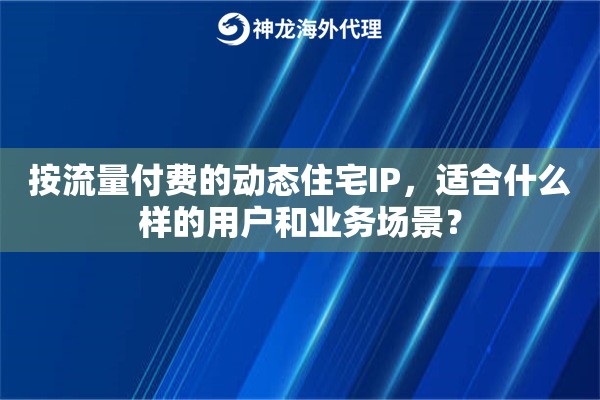 按流量付费的动态住宅IP，适合什么样的用户和业务场景？