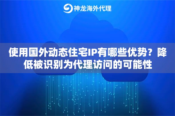 使用国外动态住宅IP有哪些优势?降低被识别为代理访问的可能性 使用国外动态住宅IP有哪些优势?降低被识别为代理访问的可能性