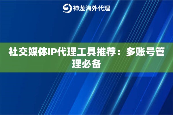 社交媒体IP代理工具推荐：多账号管理必备