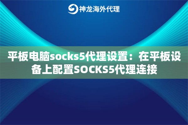 平板电脑socks5代理设置：在平板设备上配置SOCKS5代理连接