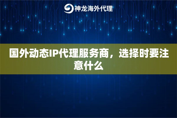 国外动态IP代理服务商，选择时要注意什么