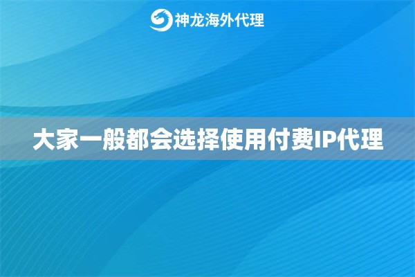 大家一般都会选择使用哪些付费IP代理
