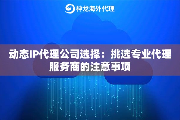 动态IP代理公司选择：挑选专业代理服务商的注意事项