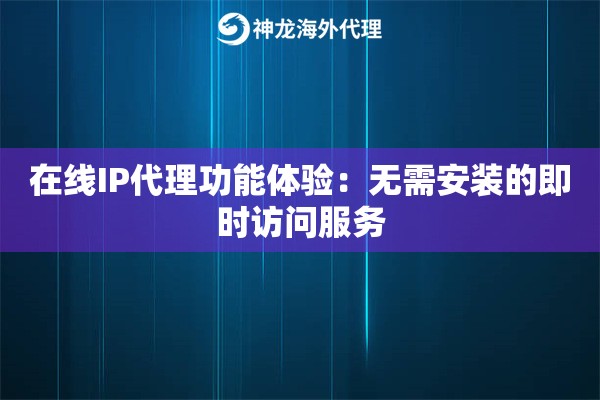 在线IP代理功能体验：无需安装的即时访问服务