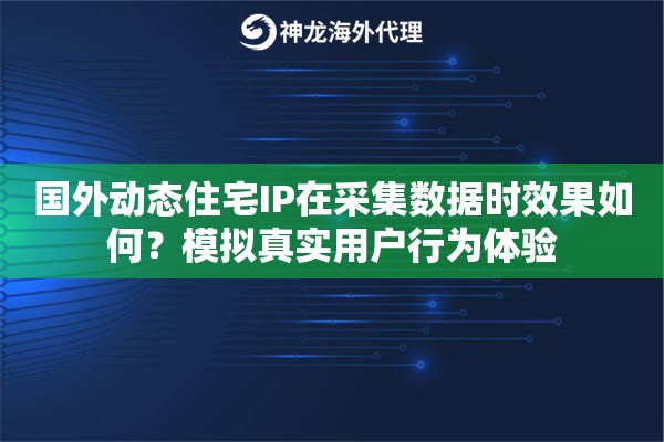 国外动态住宅IP在采集数据时效果如何？模拟真实用户行为体验