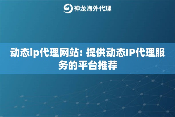 动态ip代理网站: 提供动态IP代理服务的平台推荐