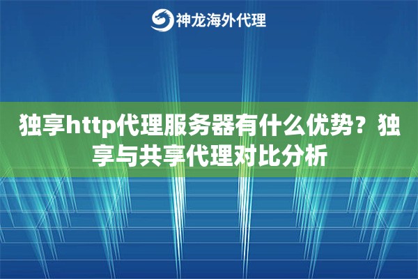独享http代理服务器有什么优势？独享与共享代理对比分析