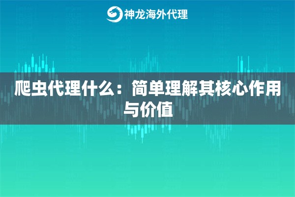 爬虫代理什么：简单理解其核心作用与价值