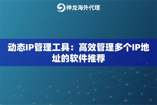 动态IP管理工具:高效管理多个IP地址的软件推荐 动态IP管理工具:高效管理多个IP地址的软件推荐
