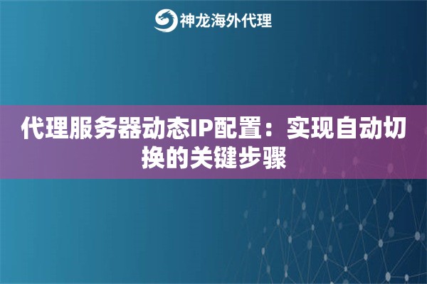 代理服务器动态IP配置：实现自动切换的关键步骤