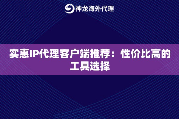 实惠IP代理客户端推荐：性价比高的工具选择