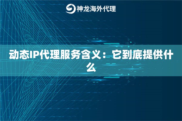 动态IP代理服务含义：它到底提供什么