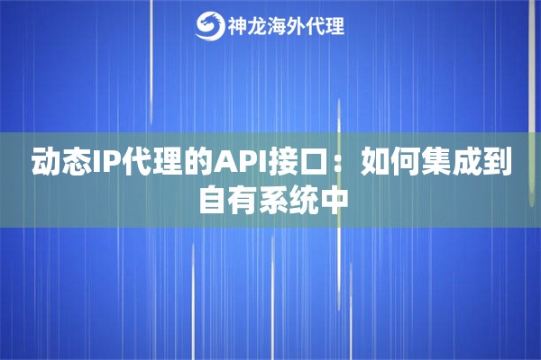 动态IP代理的API接口：如何集成到自有系统中