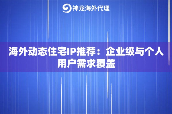 海外动态住宅IP推荐：企业级与个人用户需求覆盖
