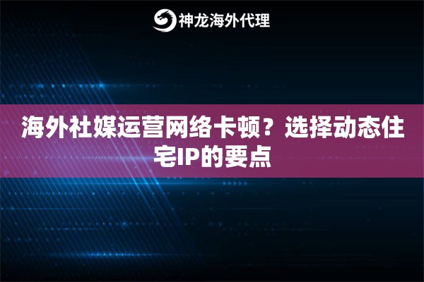 海外社媒运营网络卡顿？选择动态住宅IP的要点