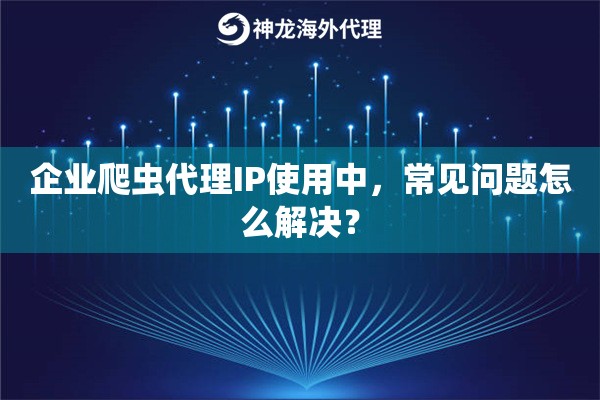 企业爬虫代理IP使用中，常见问题怎么解决？