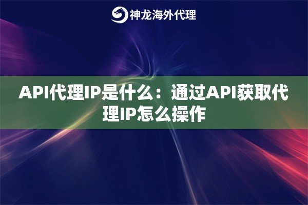 API代理IP是什么：通过API获取代理IP怎么操作