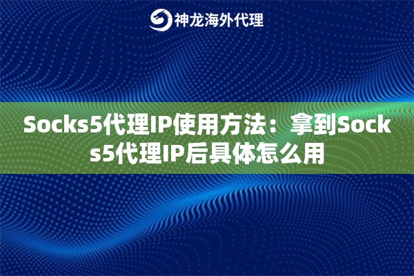 Socks5代理IP使用方法：拿到Socks5代理IP后具体怎么用