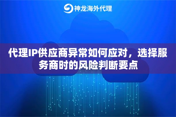 代理IP供应商异常如何应对，选择服务商时的风险判断要点