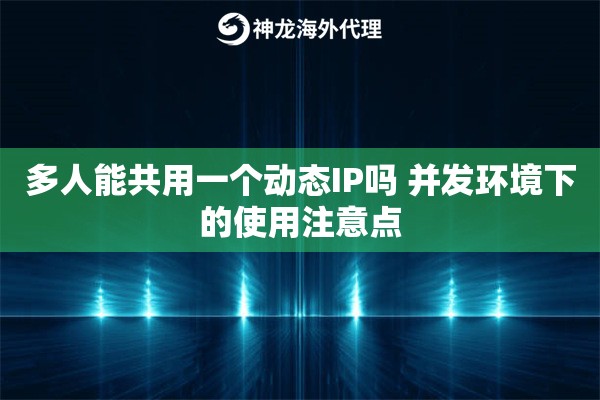 多人能共用一个动态IP吗 并发环境下的使用注意点