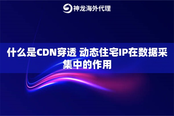 什么是CDN穿透 动态住宅IP在数据采集中的作用 什么是CDN穿透 动态住宅IP在数据采集中的作用