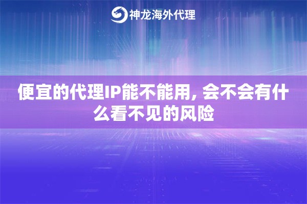 便宜的代理IP能不能用, 会不会有什么看不见的风险