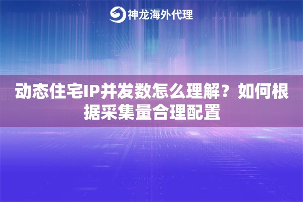 动态住宅IP并发数怎么理解？如何根据采集量合理配置