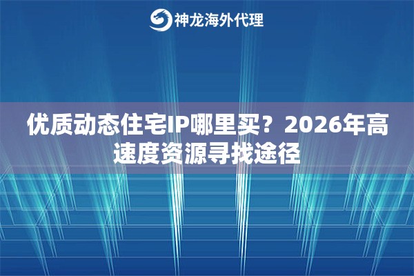 优质动态住宅IP哪里买？2026年高速度资源寻找途径