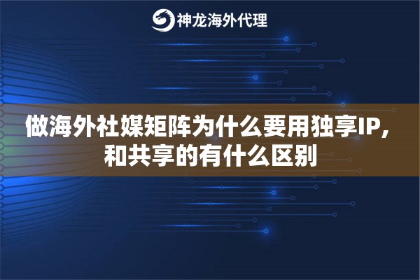 做海外社媒矩阵为什么要用独享IP, 和共享的有什么区别