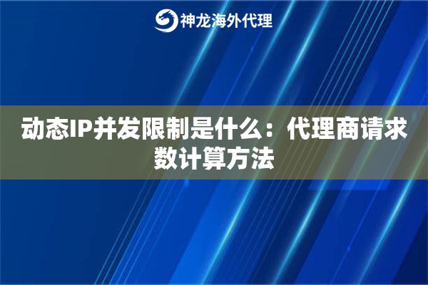 动态IP并发限制是什么：代理商请求数计算方法